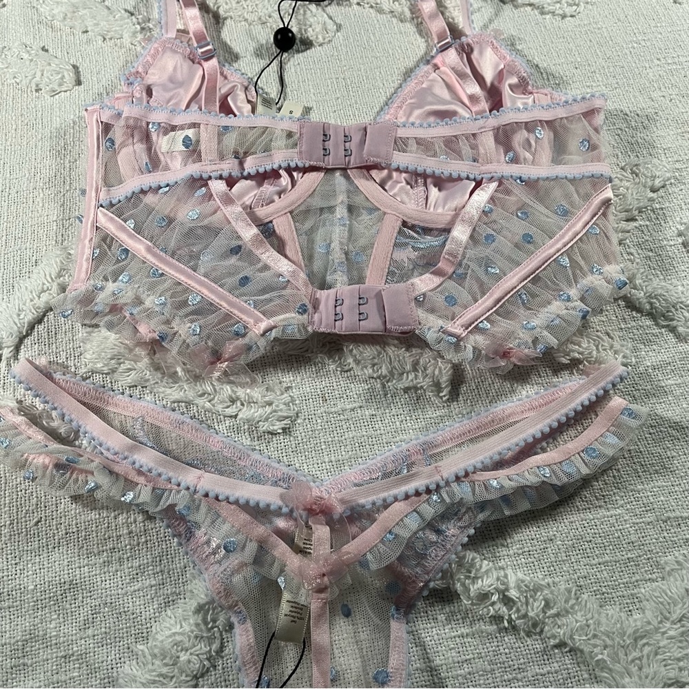 Sold 2 Pc. For Love & Lemons Foil Rose Bustier & Thong Panty Set Size Small NWT - Picture 6 of 9